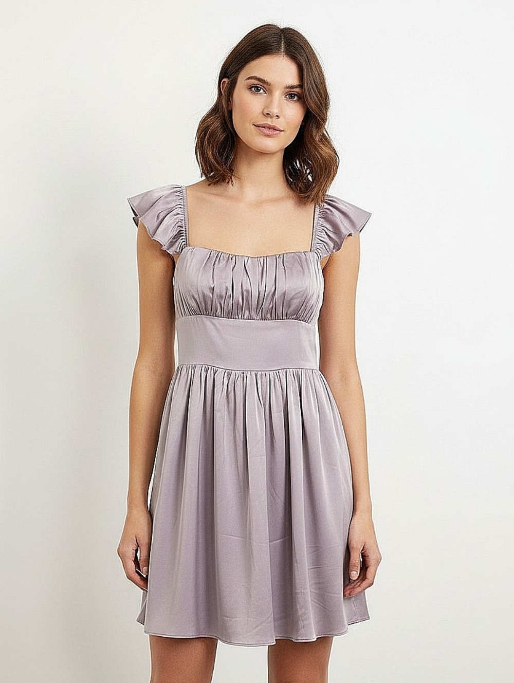NWT! Altar'd State Women's Lilac Square-Neck Ruffle Dress
